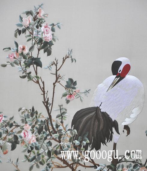郎世寧《花蔭雙鶴圖》，蘇繡，蘇州刺繡，手工刺繡，高檔刺繡畫