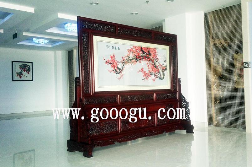 嘉善廣播電視臺(tái)雙面繡屏風(fēng)，報(bào)春圖屏風(fēng)，手工刺繡屏風(fēng)，大廳屏風(fēng)擺件