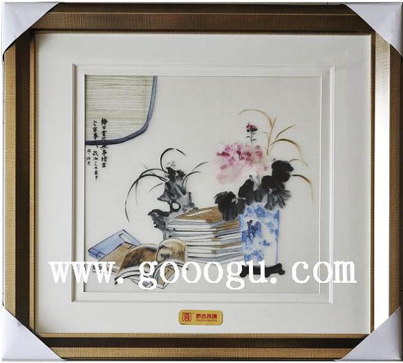 蘇繡靜物畫，手工刺繡線條靜物畫，高檔蘇繡畫
